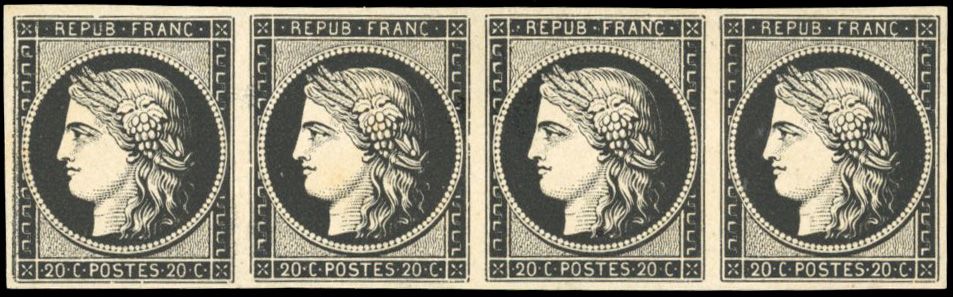 Yvert et Tellier Cérès 1849 1850 N°3a Bloc de 4 Neuf sans gomme