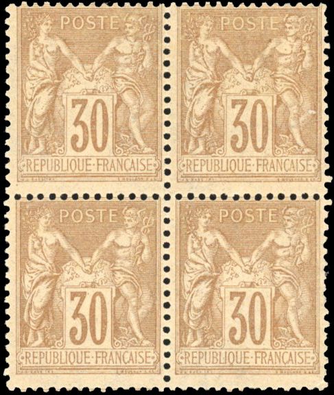 Yvert et Tellier Groupe allégorique 1876 1900 N°80 Bloc de 4 Neuf avec gomme