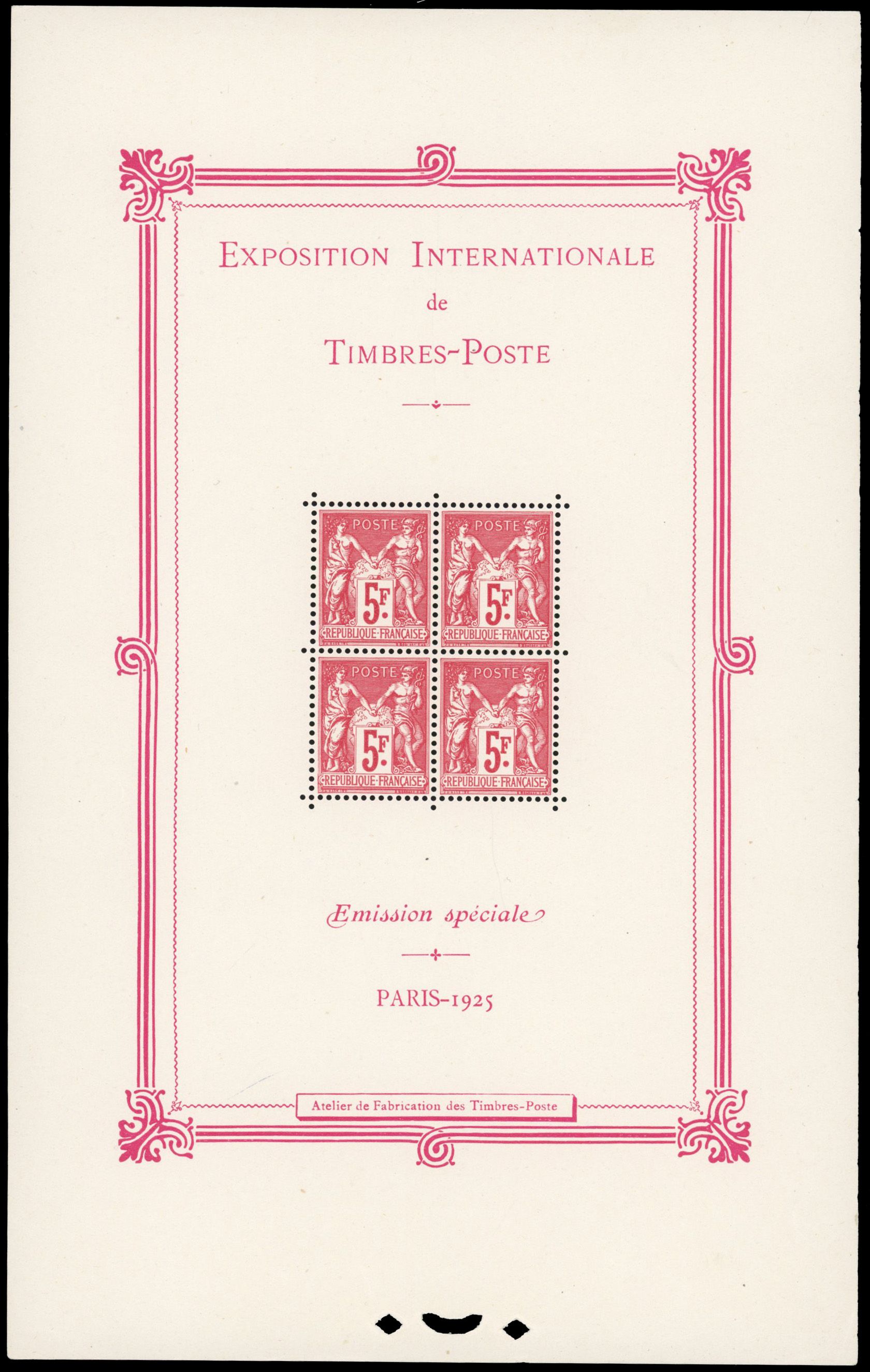 Yvert et Tellier Blocs et feuillets N°1 Individuel Neuf avec gomme intacte