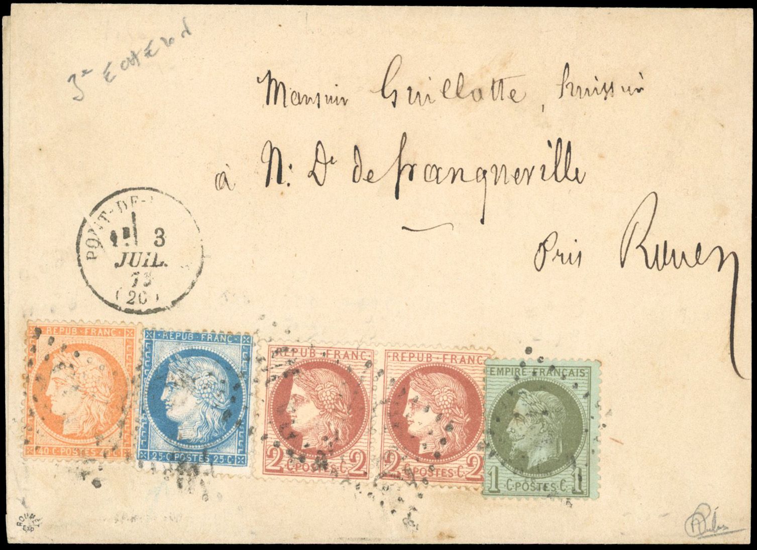 Yvert et Tellier Empire Lauré 1863 1870 N°25 + 38 + 51 + 60 Individuel Oblitéré