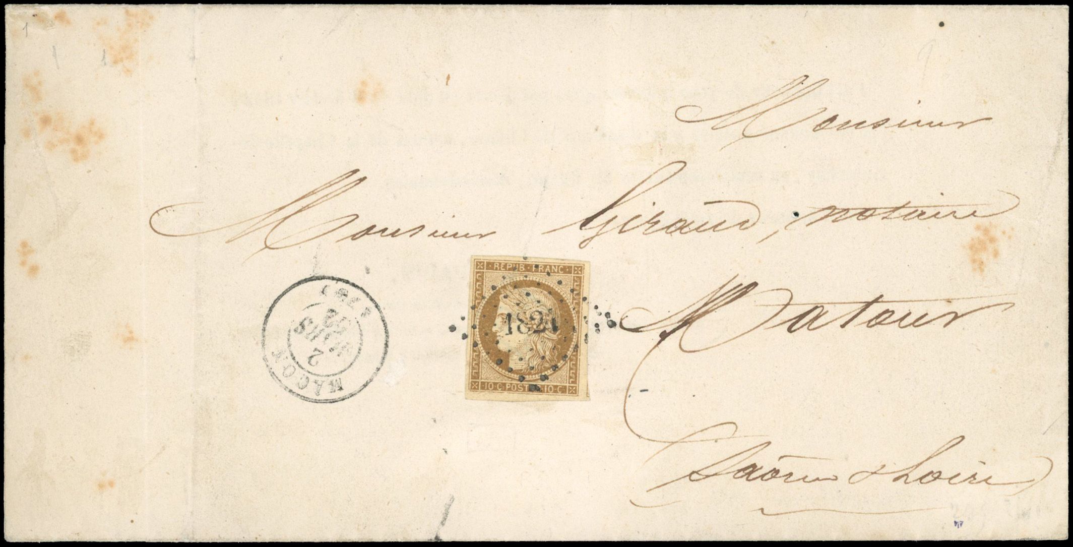 Yvert et Tellier Cérès 1849 1850 N°1 Individuel Oblitéré