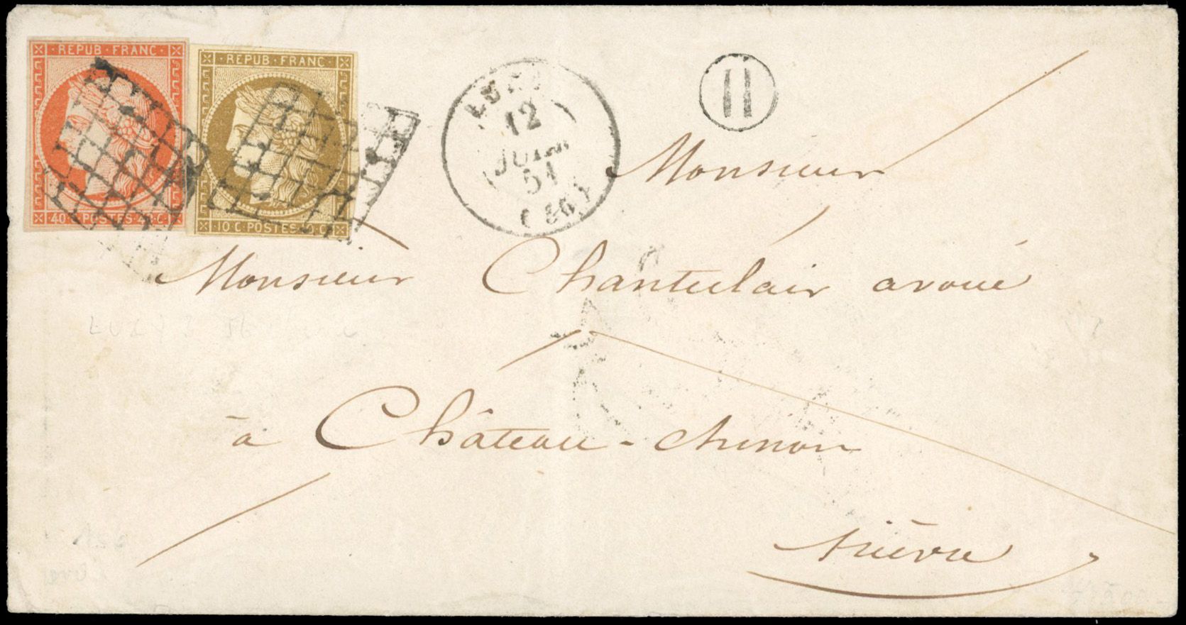 Yvert et Tellier Cérès 1849 1850 N°1 + 5 Individuel Oblitéré