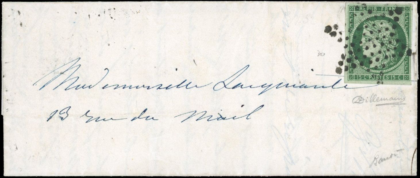 Yvert et Tellier Cérès 1849 1850 N°2c Individuel Oblitéré