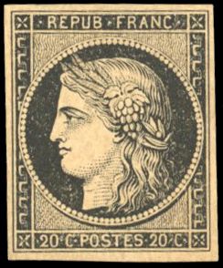 Yvert et Tellier Cérès 1849 1850 N°3 Individuel Neuf avec gomme