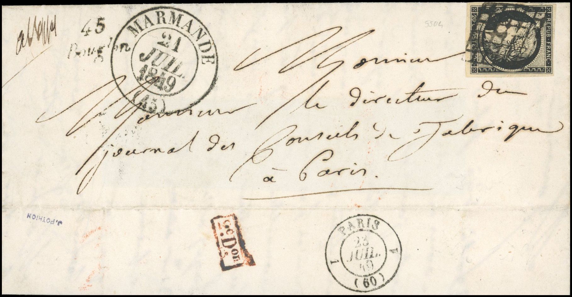 Yvert et Tellier Cérès 1849 1850 N°3 Individuel Oblitéré