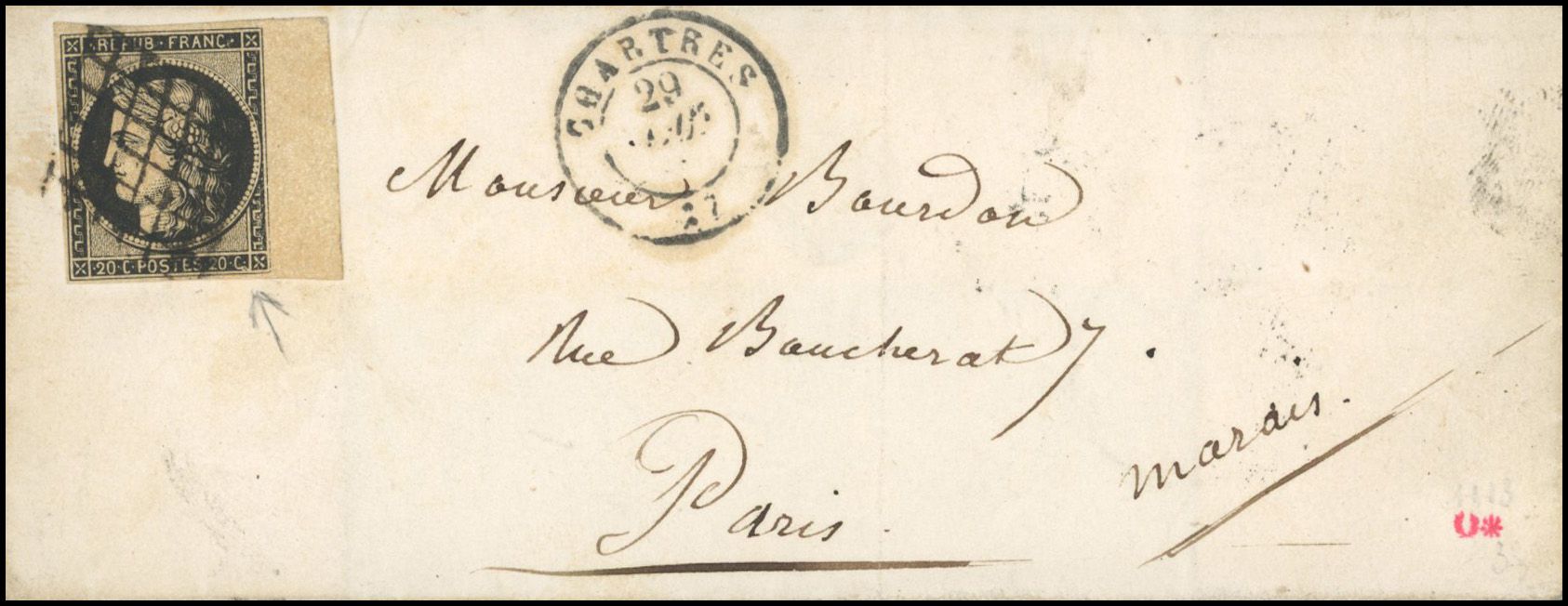 Yvert et Tellier Cérès 1849 1850 N°3 Individuel Oblitéré