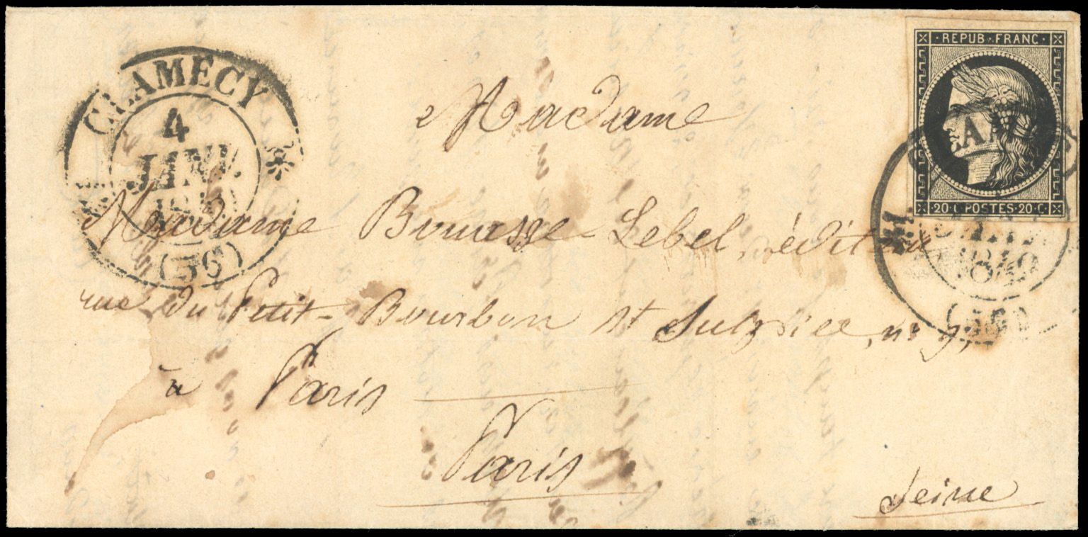 Yvert et Tellier Cérès 1849 1850 N°3 Individuel Oblitéré