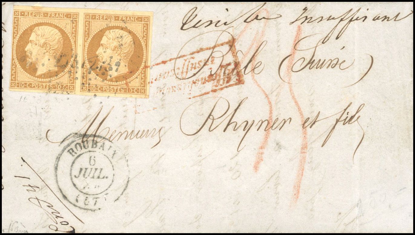 Yvert et Tellier Présidence 1852 N°9 Paire Oblitéré