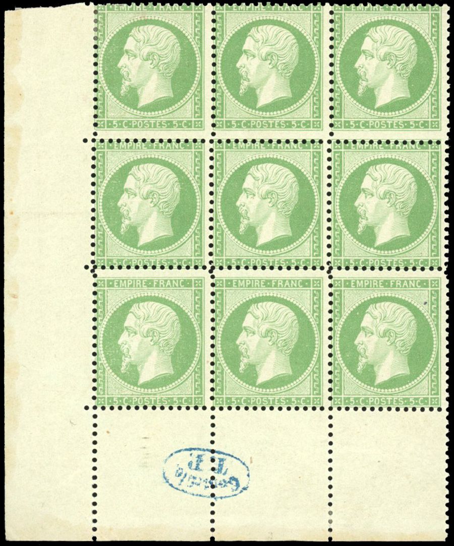 Yvert et Tellier Empire dentelé 1862 N°20 Multiple Neuf avec gomme