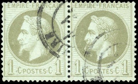 Yvert et Tellier Empire Lauré 1863 1870 N°25 Paire Oblitéré