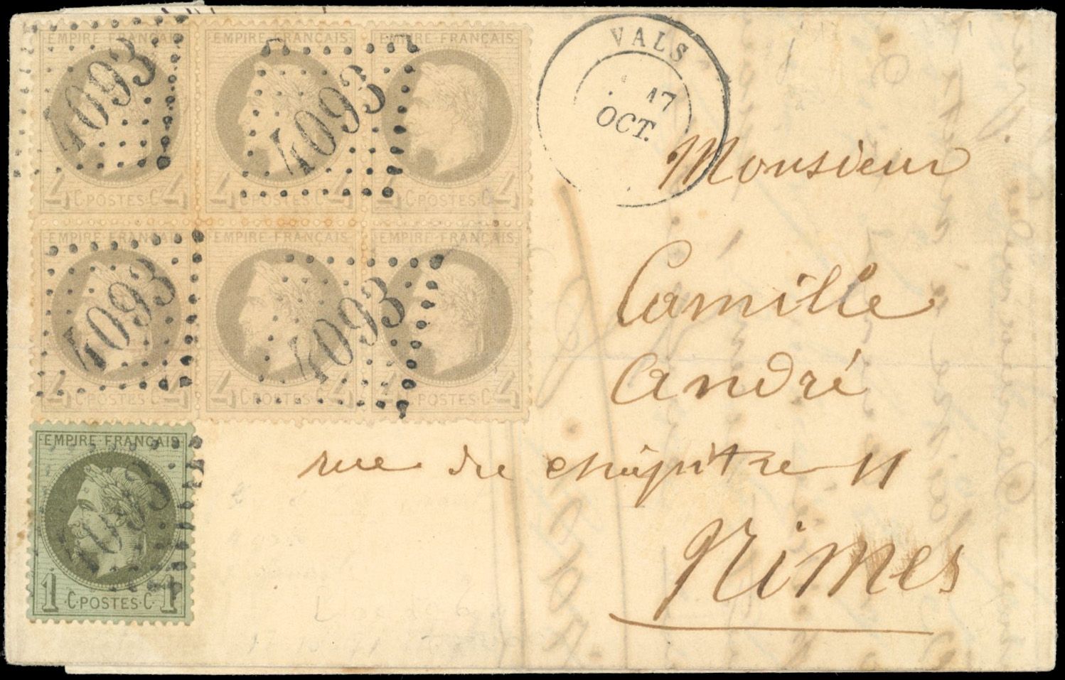 Yvert et Tellier Empire Lauré 1863 1870 N°25 + 27 Individuel Oblitéré