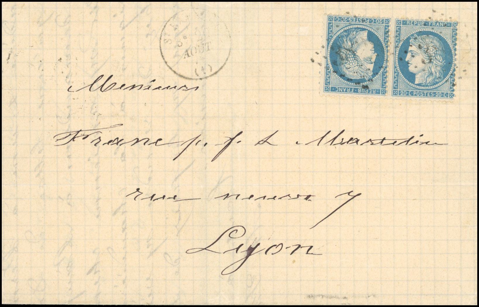 Yvert et Tellier Siège de Paris 1870 1871 N°37c Paire Oblitéré
