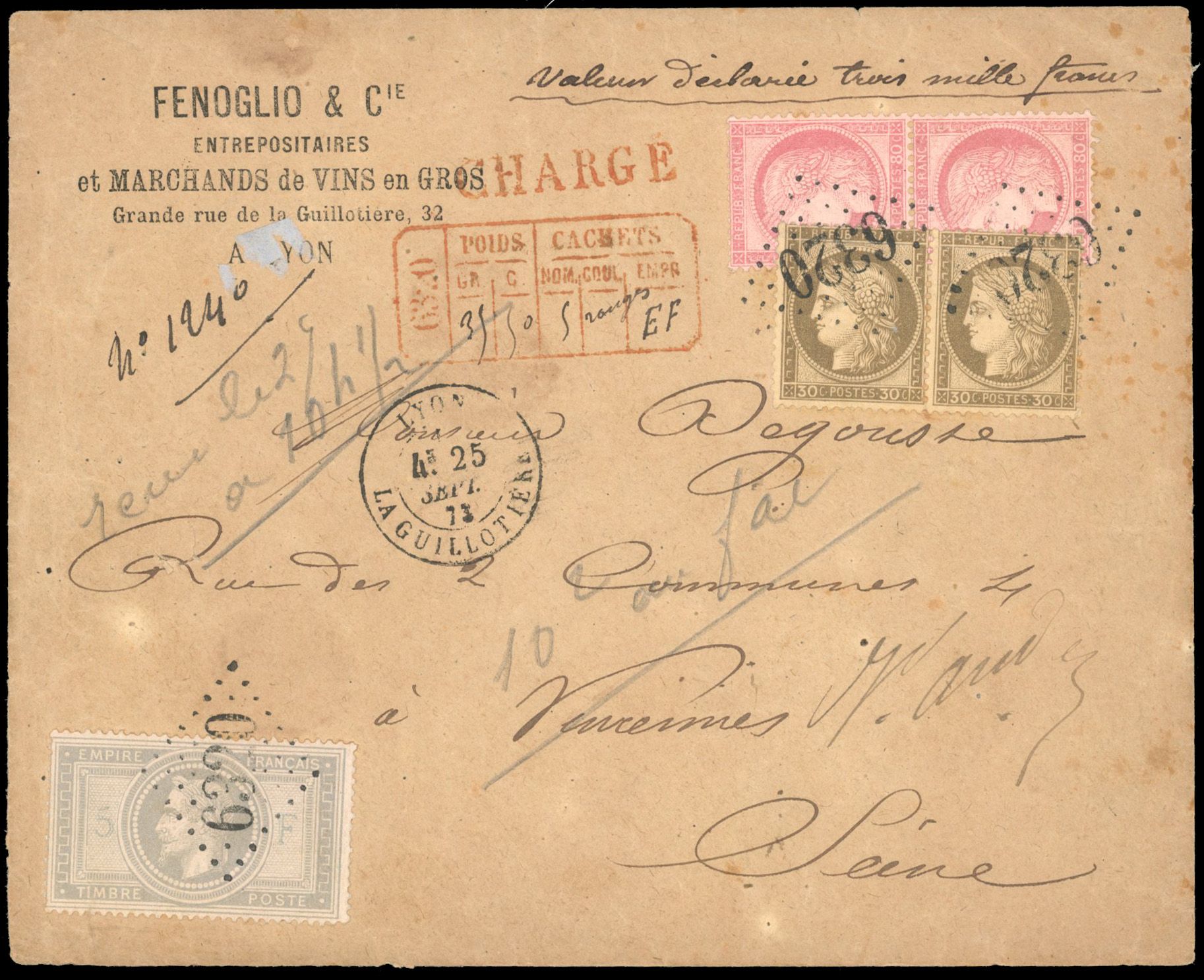 Yvert et Tellier Empire Lauré 1863 1870 N°33 + 56 + 57 Individuel Oblitéré
