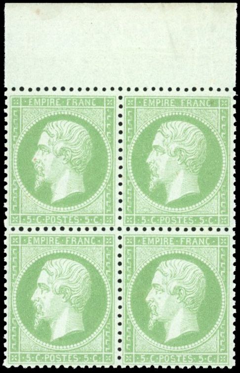 Yvert et Tellier Empire dentelé 1862 N°20 Bloc de 4 Neuf avec gomme intacte