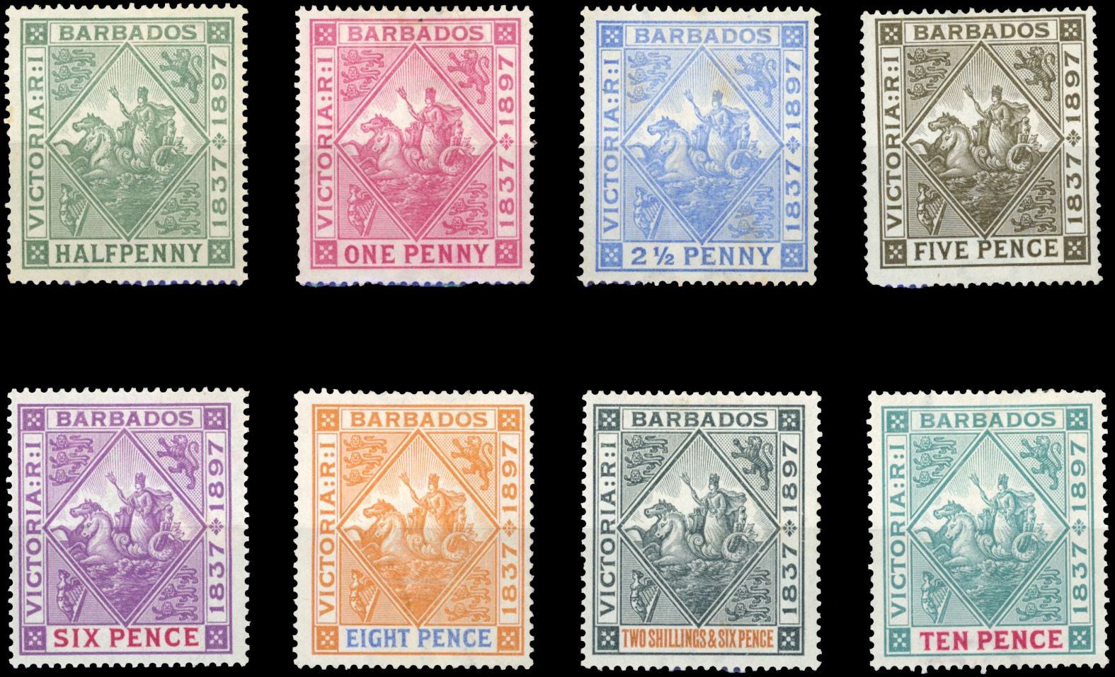 Stanley Gibbons BARBADOS N°117 / 124 Individuel Neuf avec gomme