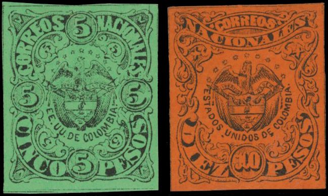 Yvert et Tellier COLOMBIE N°46 + 47 Individuel Neuf avec gomme