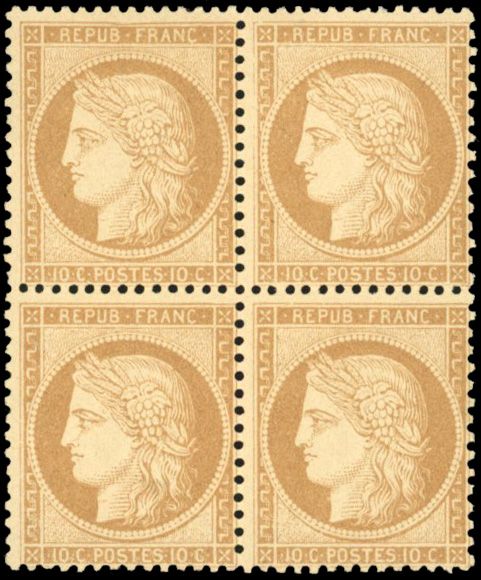 Yvert et Tellier Siège de Paris 1870 1871 N°36 Bloc de 4 Neuf avec gomme intacte