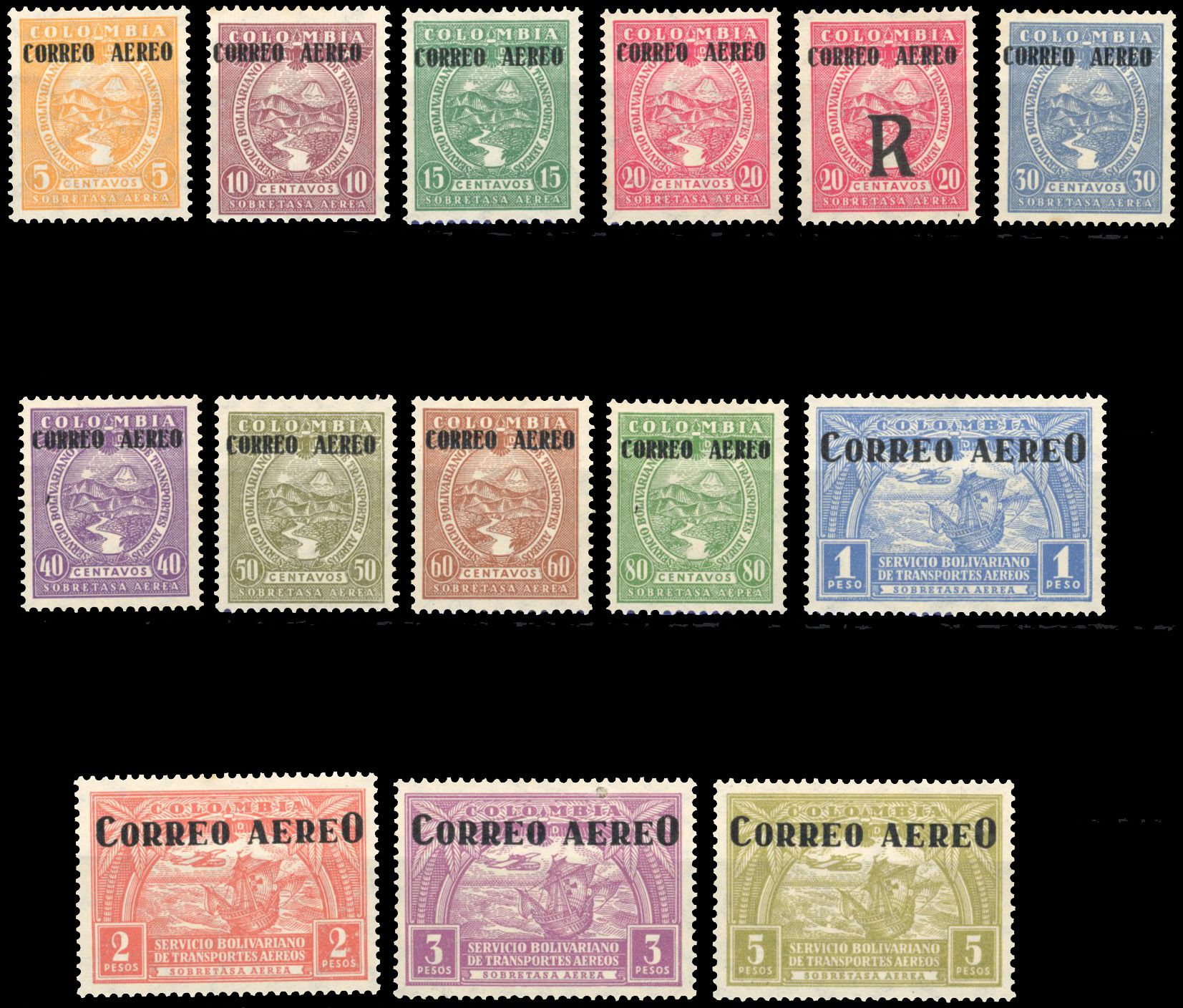 Yvert et Tellier COLOMBIE N°90 / 103 Individuel Neuf avec gomme