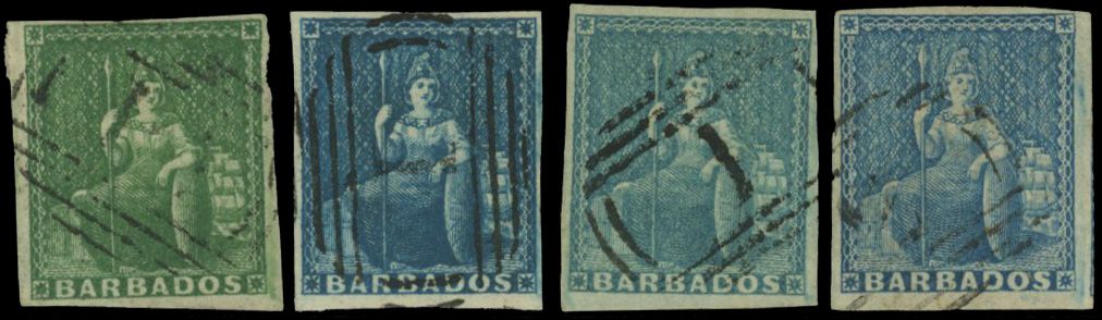 Stanley Gibbons BARBADOS N°7 + 9 Individuel Oblitéré