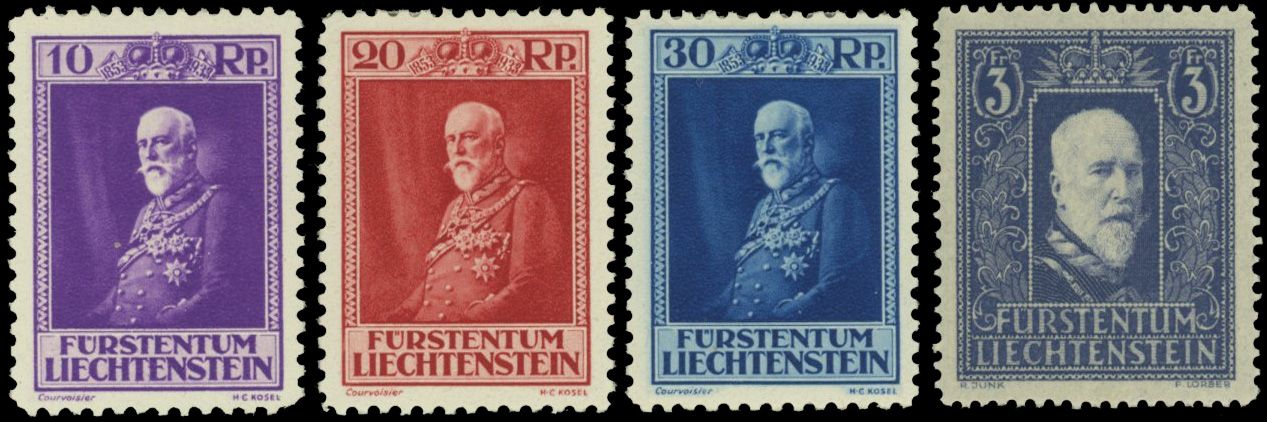 Yvert et Tellier LIECHTENSTEIN N°114/116 + 117 Individuel Neuf avec gomme