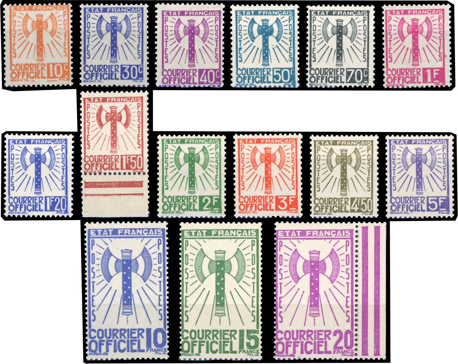Yvert et Tellier Timbres de Service N°1 / 15 Individuel Neuf avec gomme intacte
