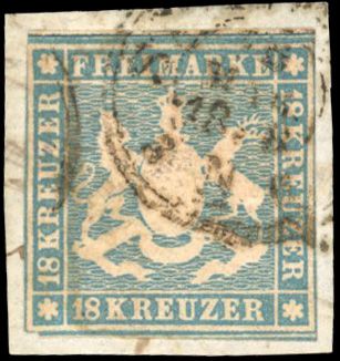 Yvert et Tellier ALLEMAGNE WURTEMBERG N°15 Individuel Oblitéré