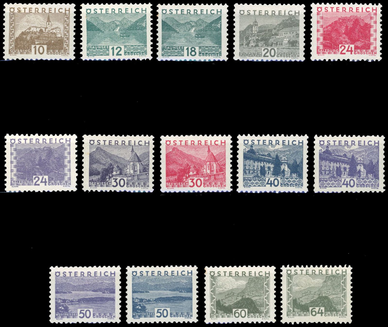 Yvert et Tellier AUTRICHE N°405/418 Individuel Neuf avec gomme