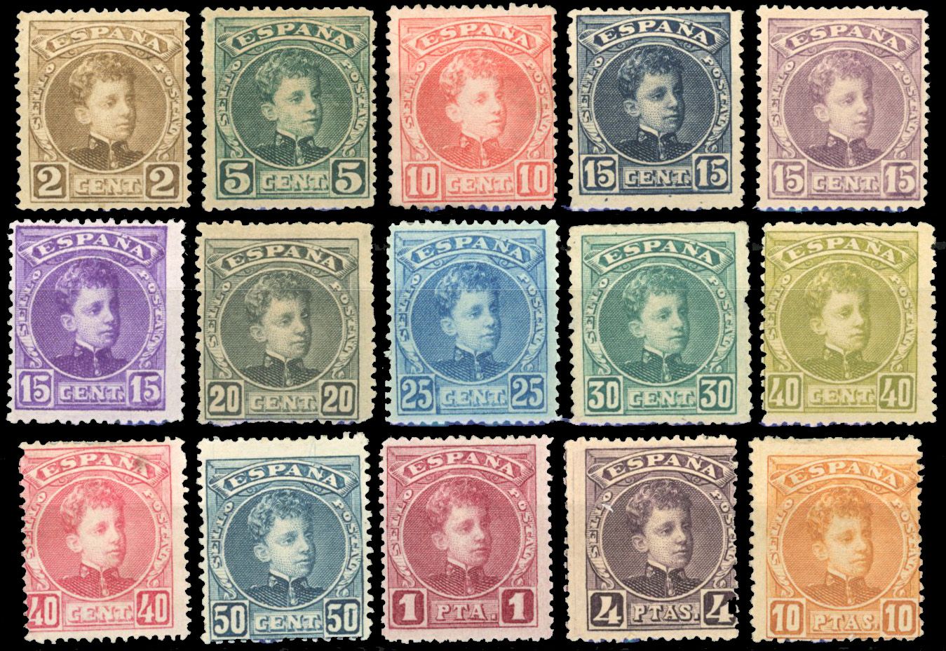 Yvert et Tellier ESPAGNE N°212 / 215 Individuel Neuf avec gomme