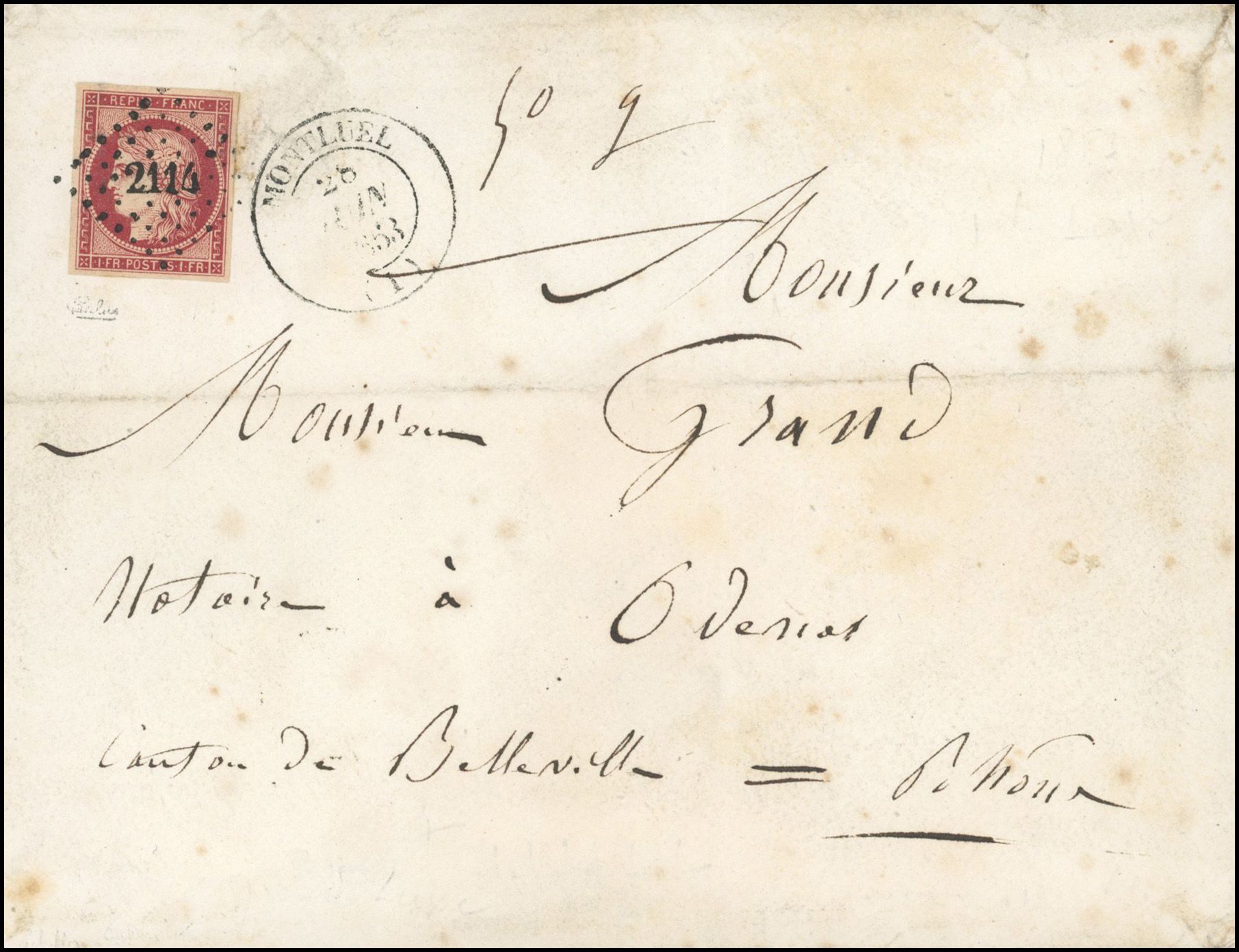 Yvert et Tellier Cérès 1849 1850 N°6d Individuel Oblitéré