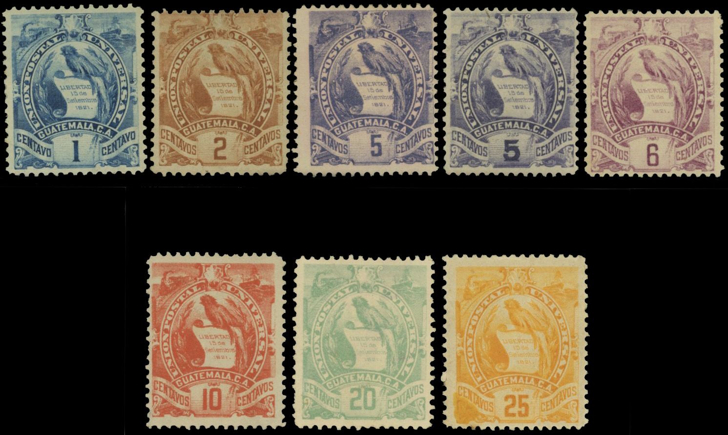 Yvert et Tellier GUATEMALA N°44/51 Individuel Neuf avec gomme