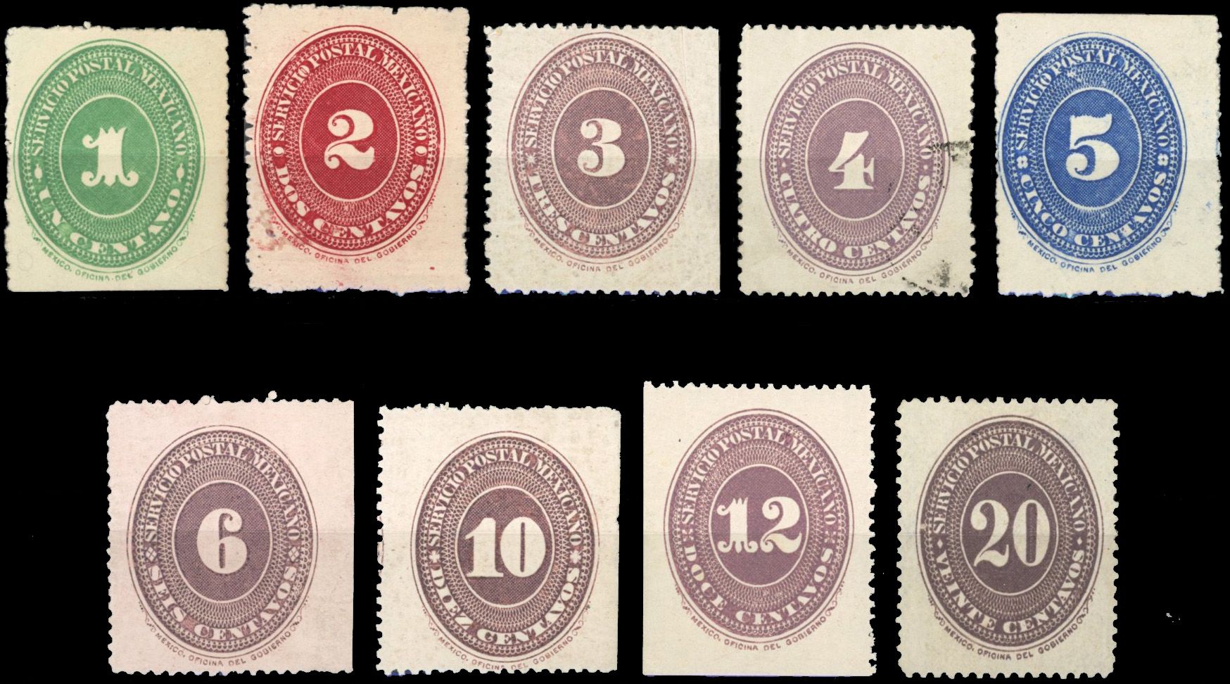 Yvert et Tellier MEXIQUE N°101 / 109 Individuel Neuf avec gomme