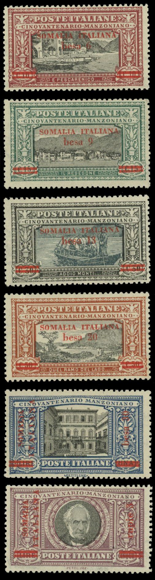 Yvert et Tellier SOMALIE ITALIENNE N°55 / 60 Individuel Neuf avec gomme