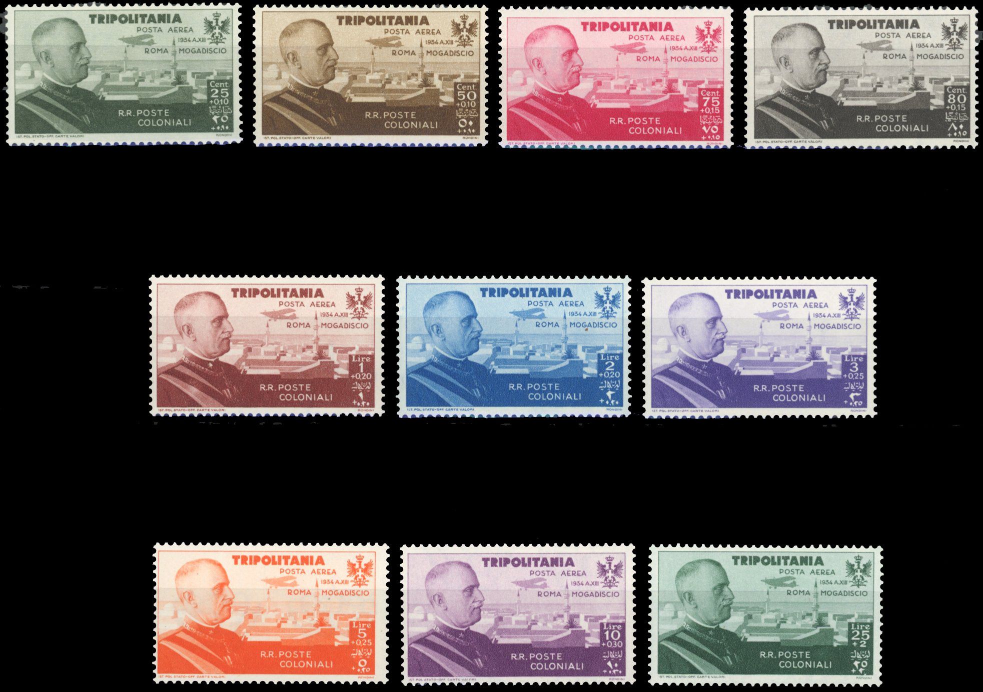 Yvert et Tellier TRIPOLITAINE N°63/72 Individuel Neuf avec gomme