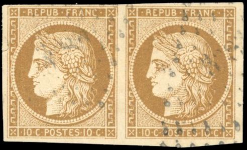 Yvert et Tellier Cérès 1849 1850 N°1a Paire Oblitéré