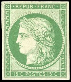 Yvert et Tellier Cérès 1849 1850 N°2e Individuel Neuf avec gomme