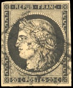 Yvert et Tellier Cérès 1849 1850 N°3 Individuel Oblitéré