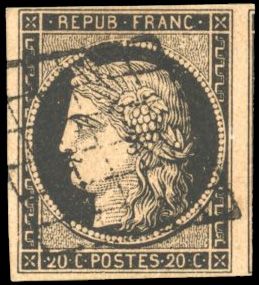 Yvert et Tellier Cérès 1849 1850 N°3g Individuel Oblitéré