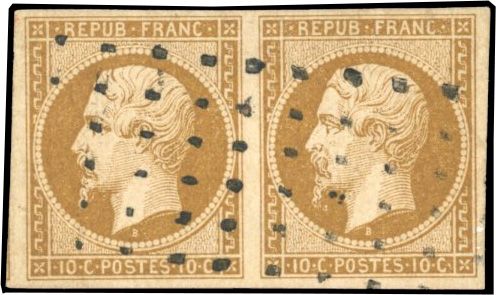 Yvert et Tellier Présidence 1852 N°9a Paire Oblitéré