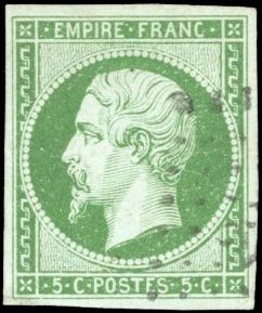 Yvert et Tellier Empire non dentelé 1853 1860 N°12 Individuel Oblitéré
