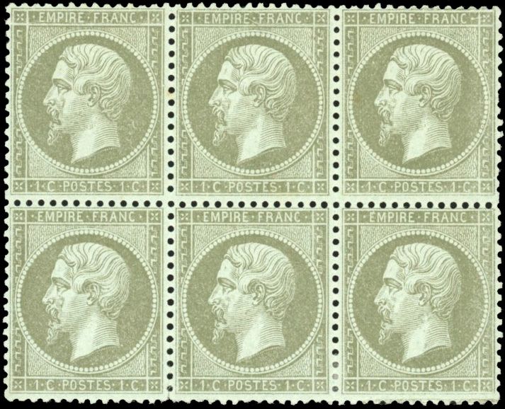 Yvert et Tellier Empire dentelé 1862 N°19a Multiple Neuf avec gomme