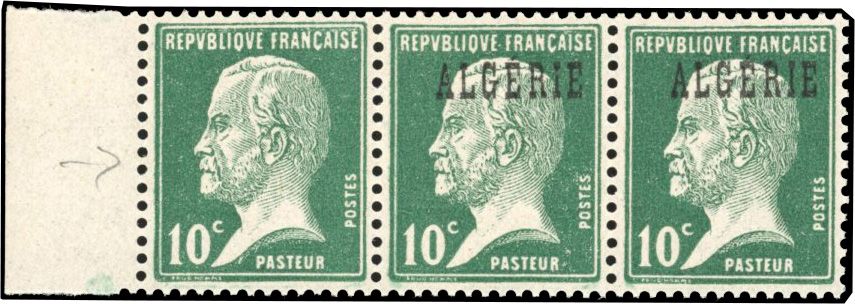 Yvert et Tellier ALGERIE N°9c Bande de 3 Neuf avec gomme intacte