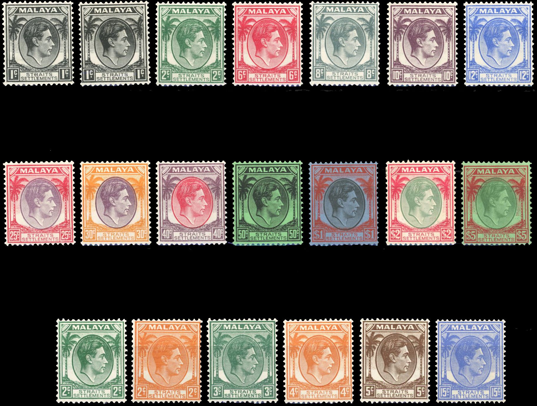 Stanley Gibbons MALAYSIA - STRAITS SETTLEMENTS N°278 / 279 Individuel Neuf avec gomme