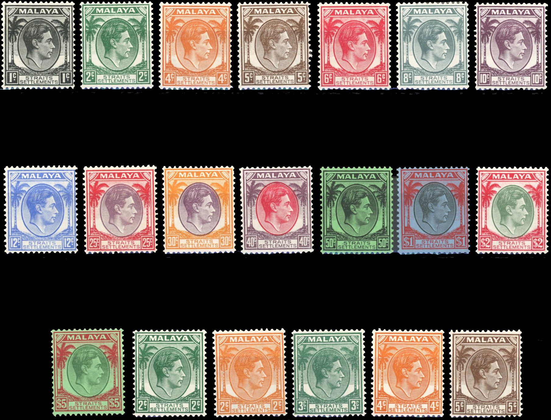 Stanley Gibbons MALAYSIA - STRAITS SETTLEMENTS N°278 / 292 Individuel Neuf avec gomme