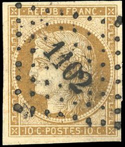 Yvert et Tellier Cérès 1849 1850 N°1a Individuel Oblitéré