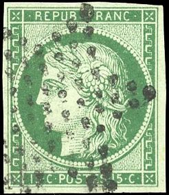 Yvert et Tellier Cérès 1849 1850 N°2 Individuel Oblitéré