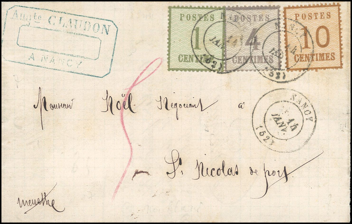 Yvert et Tellier Alsace Lorraine Villes N°1 + 3 + 5 Individuel Oblitéré