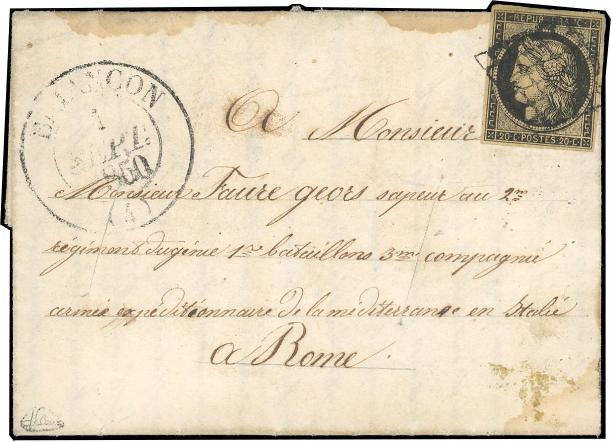 Yvert et Tellier Cérès 1849 1850 N°3 Individuel Oblitéré