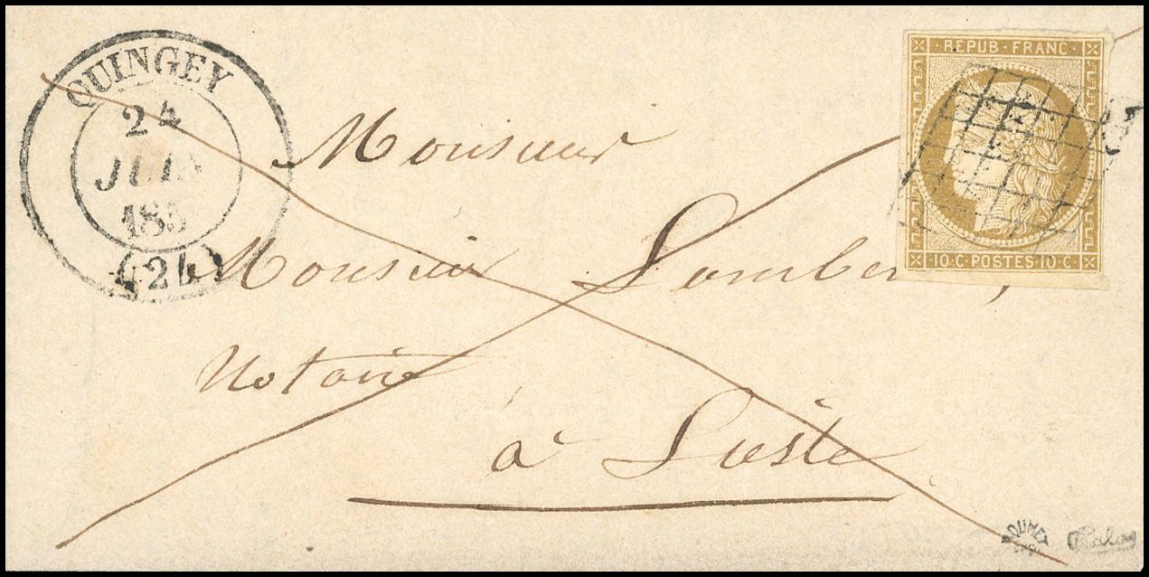 Yvert et Tellier Cérès 1849 1850 N°1b Individuel Oblitéré