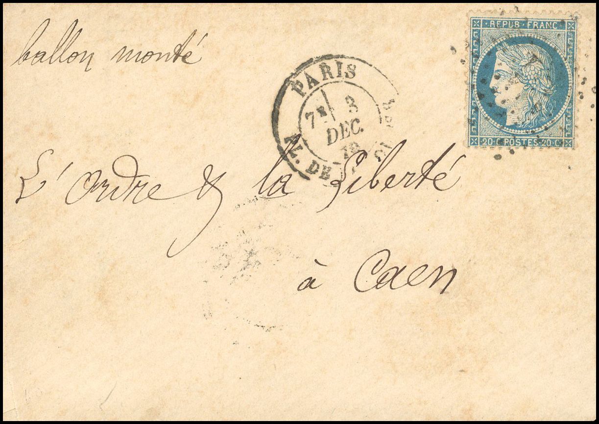 Yvert et Tellier Ballons Montés 1870 N°37 Individuel Oblitéré