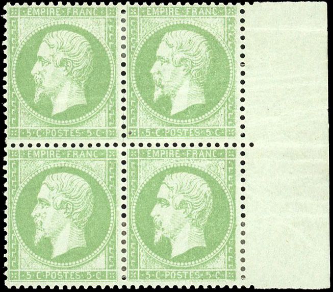 Yvert et Tellier Empire dentelé 1862 N°20 Bloc de 4 Neuf avec gomme